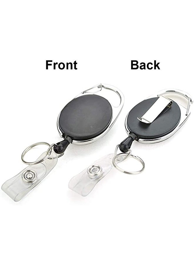Peachjoy 4 Packs Retractable Keychain, Badge Holder Reel Clip, Heavy Duty Name Tag ID Card Holder, Keychain Ring Carabiner, Keys Cards ID Badges, for Hung on Waist, Chest, Backpack, Trouser Pocket  - Image 2