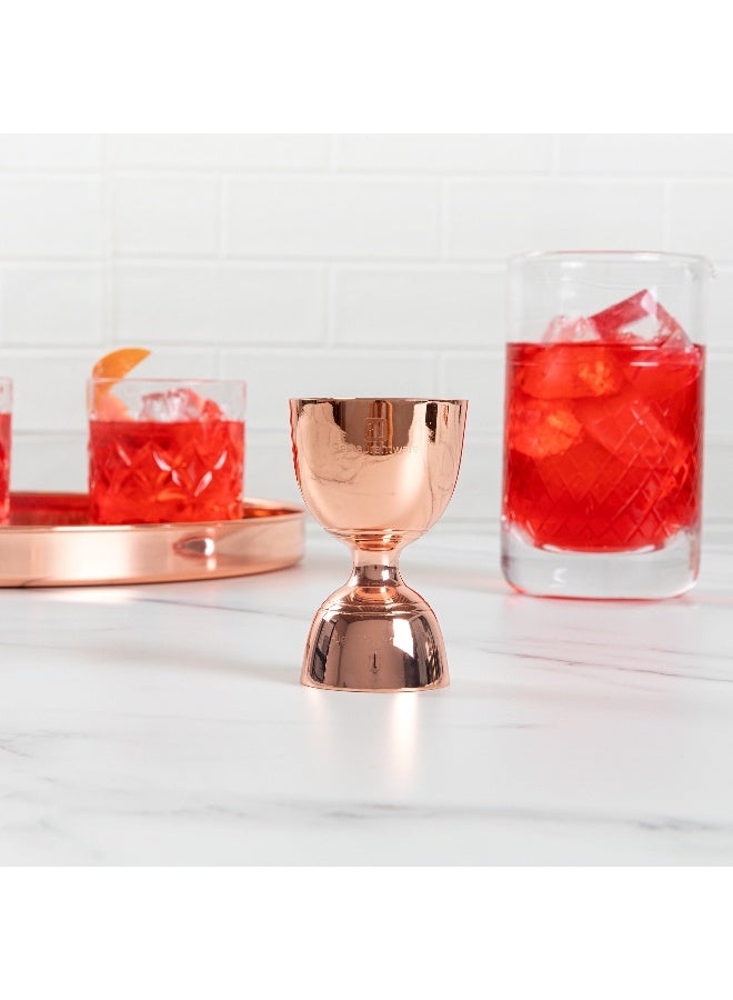 Restaurantware مقياس الكوكتيل، مقياس الكوكتيل - مقياس مزدوج الجوانب على شكل جرس - 1 أونصة / 2 أونصة - مطلي بالنحاس - فولاذ مقاوم للصدأ - درجة احترافية - علبة 1 قطعة - Image 3