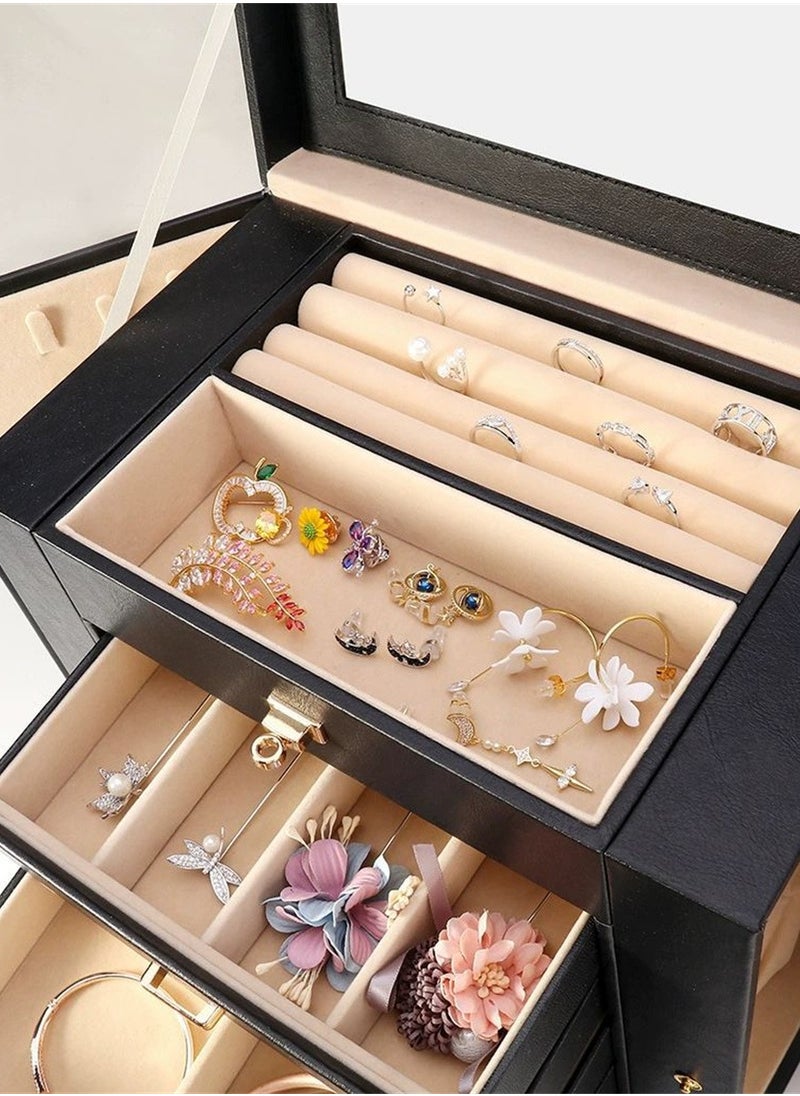 Generic - High-end portable multi-functional jewelry box five-layer large-capacity pu leather double-open jewelry storage box - Image 1