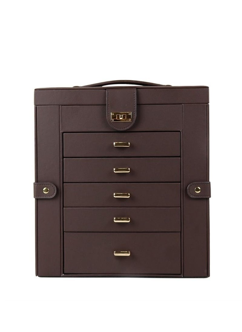 Generic - High-end portable multi-functional jewelry box five-layer large-capacity pu leather double-open jewelry storage box - Image 1