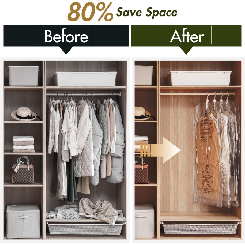 TAILI Hanging Vacuum Sealer Storage Space Saver Bags for Clothes, Suits, Coats or Jackets, 4 Pack Jumbo 53x27.6 Inches, Clear - Image 3