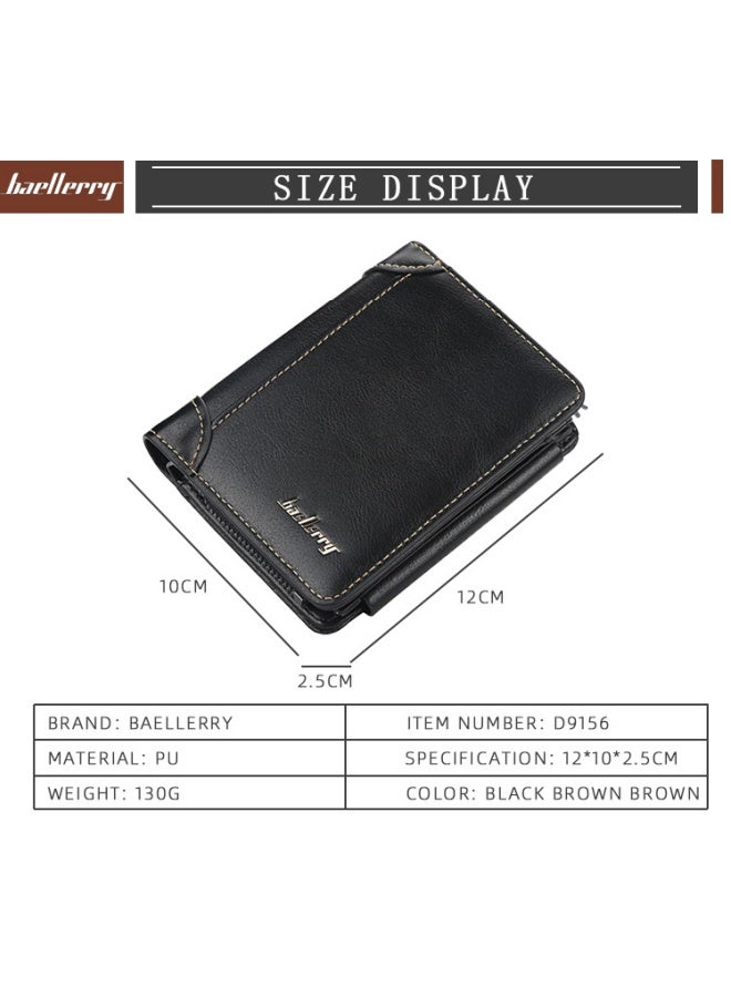 بايلليري محفظة سوداء للرجال قصيرة بسحاب من BAELLERRY وحامل بطاقات رفيع وعصري للرجال - Image 4