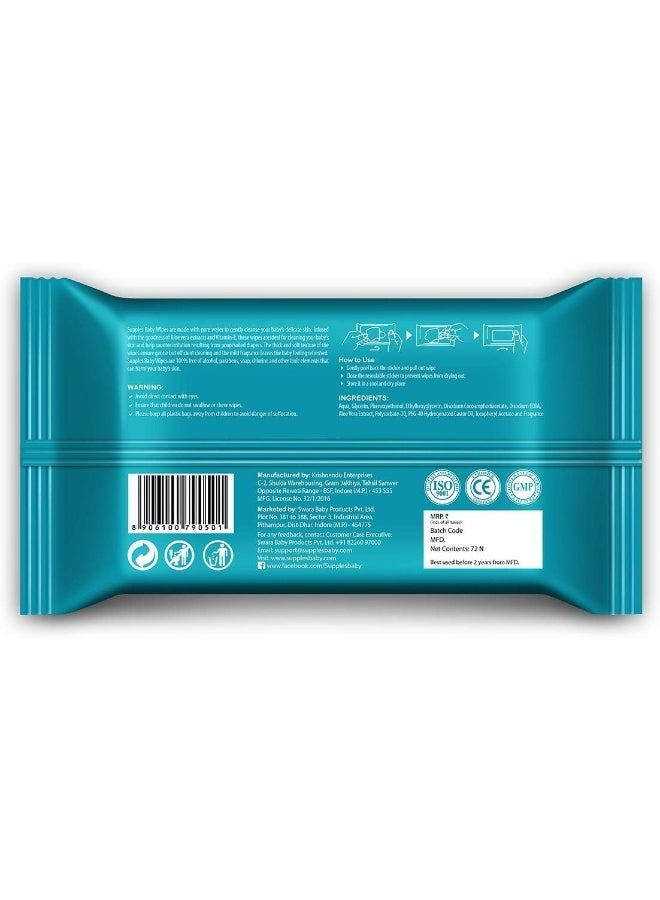 Supples Baby Wet Wipes with Aloe Vera and Vitamin E, 72 Pieces, White - Image 2