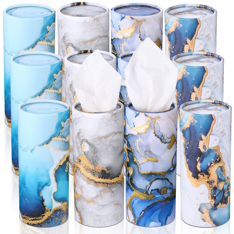 Cunhill 12 Pieces Cylinder Car Tissues Boxes Printed Car Napkins Round Disposable Tissues Boxes Travel Facial for Cup HolderGriotte Style