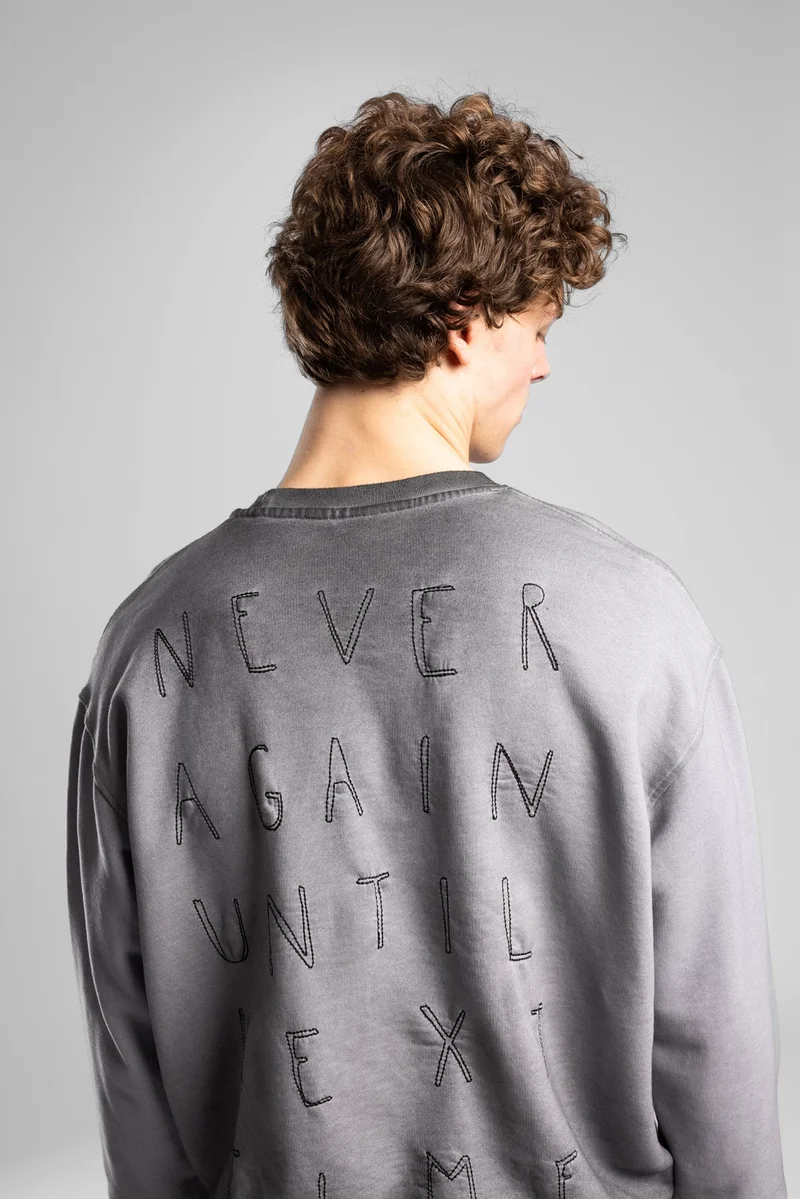 Catch Back Embroidered Detail Spray Washed Sweatshirt
