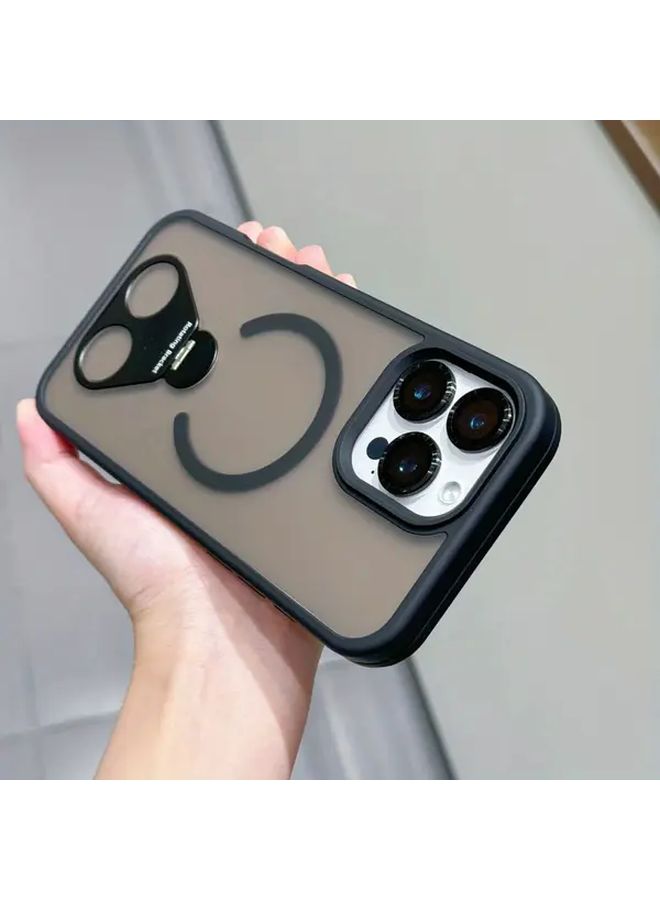 حافظة هاتف بنية اللون مغطاة بالصقيع شبه شفافة ومغناطيسية لهاتف iPhone 13 Pro Max - Image 4