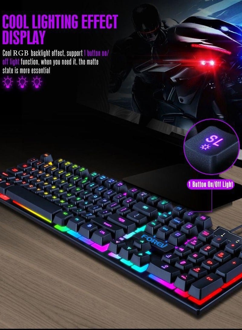 Forev RGB Gaming Keyboard Mouse Set, Mechanical Keyboard Feel Keyboard,104 Keys Transparent Keycap Keyboard with Mouse, for Gaming Office - Image 2