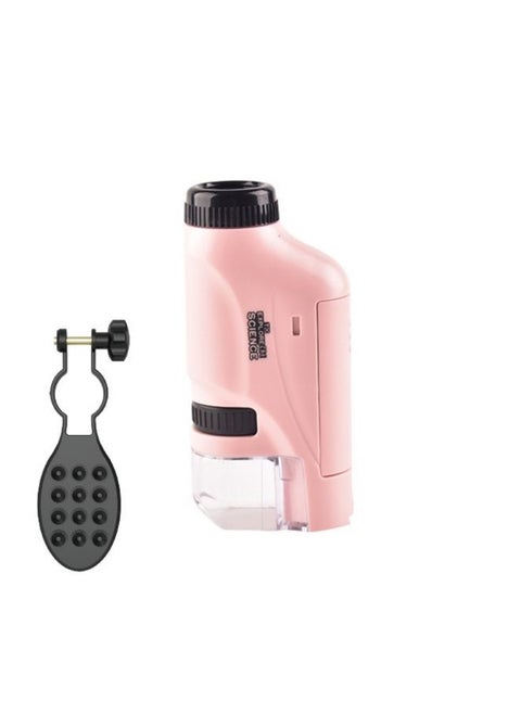 Children Handheld Portable Laboratory Equipment Microscope Toys, Colour: Lite + Bracket (Pink)