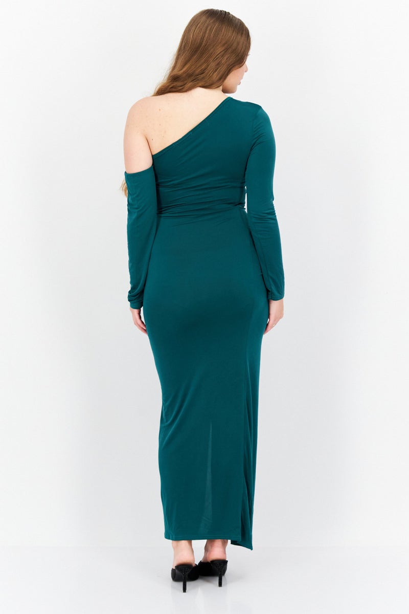 Jaded Rose Women Solid Maxi Casual Dress, Emerald Green - Image 2