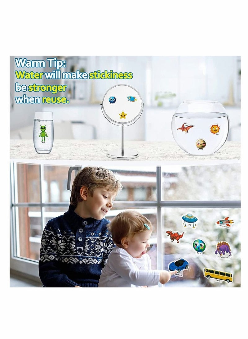 KASTWAVE Sticker Book Toys, Children Scene Stickers for Kids 3 - 5 Boy Girl Gifts, Reusable Static Sticker DIY Learning Toys for Great Birthday Gift, Vehicles Dinosaur Space (3 Pcs) - Image 5