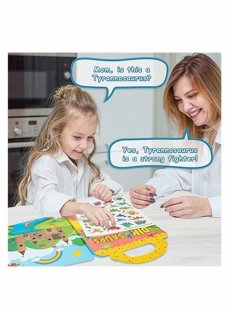 KASTWAVE Sticker Book Toys, Children Scene Stickers for Kids 3 - 5 Boy Girl Gifts, Reusable Static Sticker DIY Learning Toys for Great Birthday Gift, Vehicles Dinosaur Space (3 Pcs) - Image 4