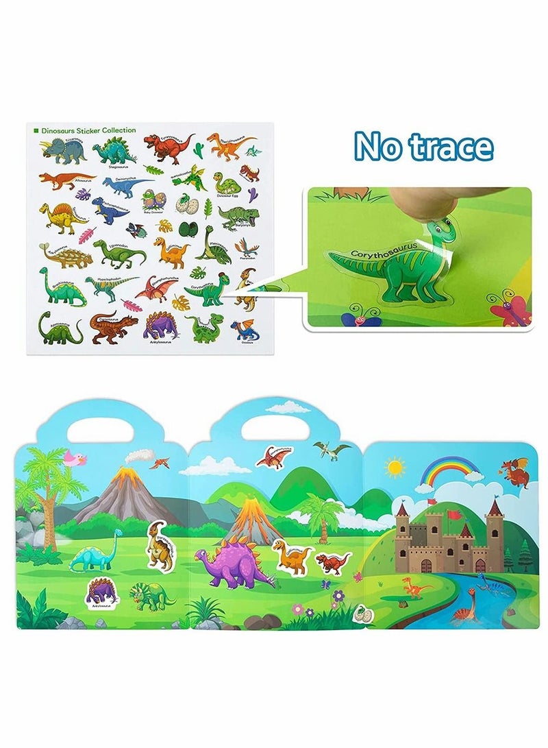 KASTWAVE Sticker Book Toys, Children Scene Stickers for Kids 3 - 5 Boy Girl Gifts, Reusable Static Sticker DIY Learning Toys for Great Birthday Gift, Vehicles Dinosaur Space (3 Pcs) - Image 2