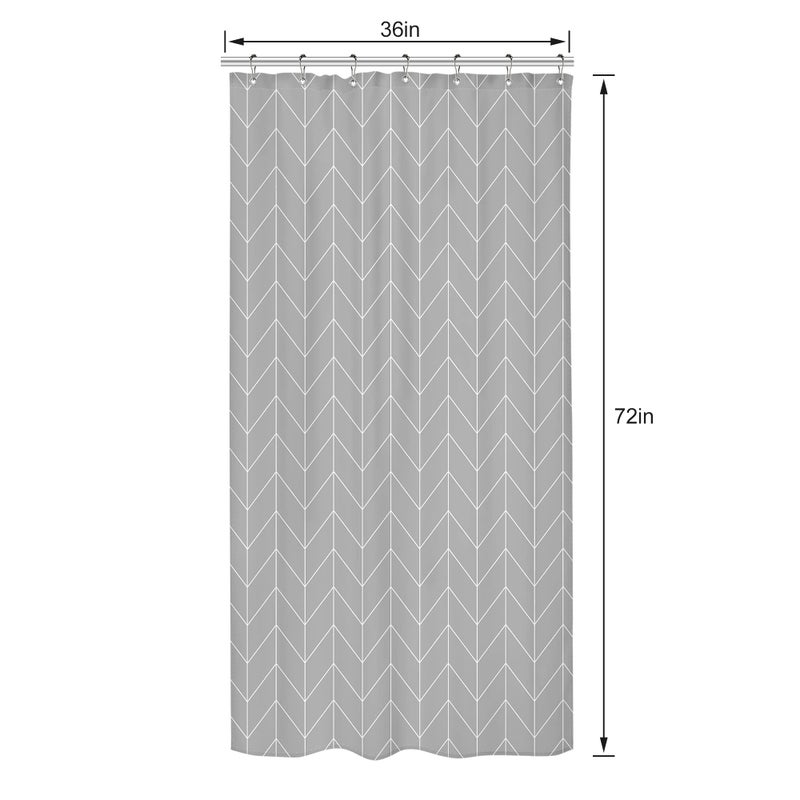 ريديكور Riyidecor الرمادي الرمادي المماطلة الرمادية الصغيرة الرمادية الرمادية نصف الحجم من النسيج الستار للدش الستار للحمام الوقوف 36 × 72 بوصة واسعة واحدة شيفرون الضيقة متعرجة RV - Image 3