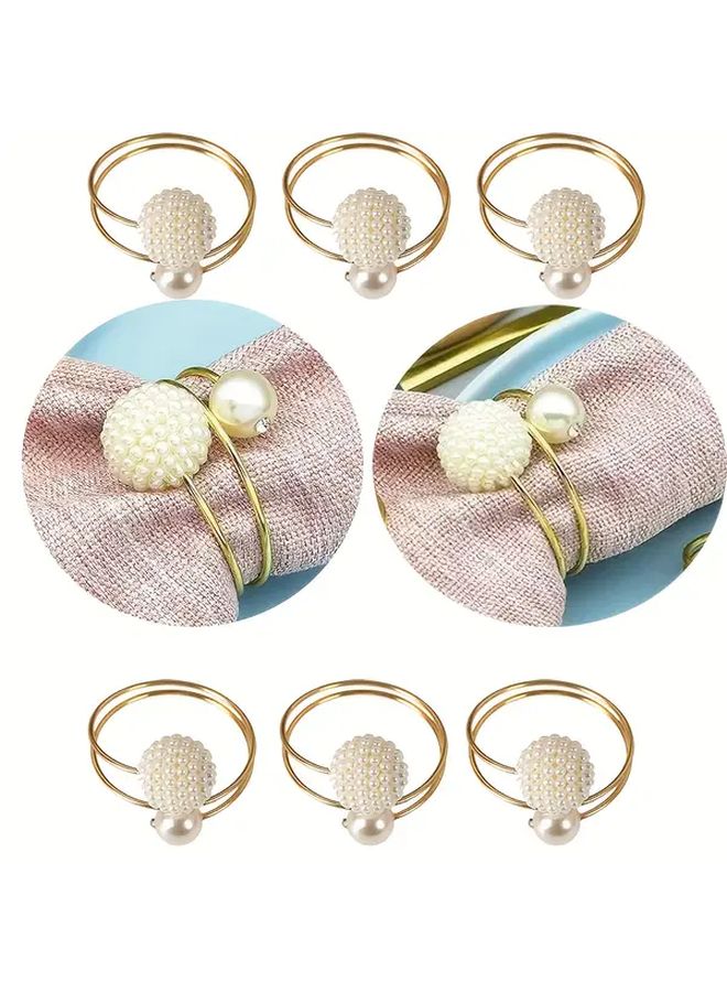 12 Pcs Wrinkle Resistant Cast Iron Floral Ball Design Faux Pearl Napkin Rings - Image 5