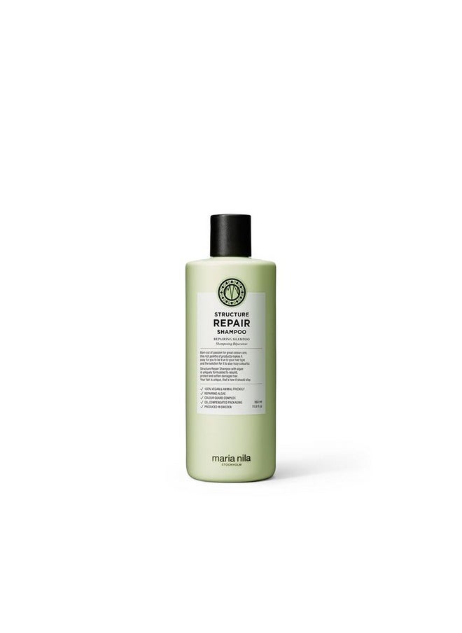 Maria Nila Maria Nila Structure Repair, Shampoo 11.8 Fl Oz, For Damaged & Chemically Treated Hair, Algae Extract Rebuilds & Moisturizes, 100% Vegan & Sulfate/Paraben free  - Image 1