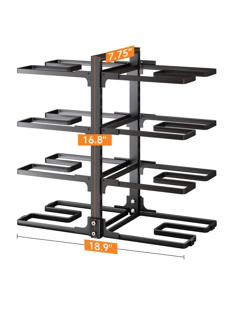 Excefore Pots and Pans Organizer, 8 Tier Pan Organizer Rack for Cabinet,Heavy Duty Pot and Pan Organizer for Under Cabinet, Adjustable Pan Lid Holder for Kitchen Pantry to Store Dutch Ovens, Cast-Iron Pans - Image 2