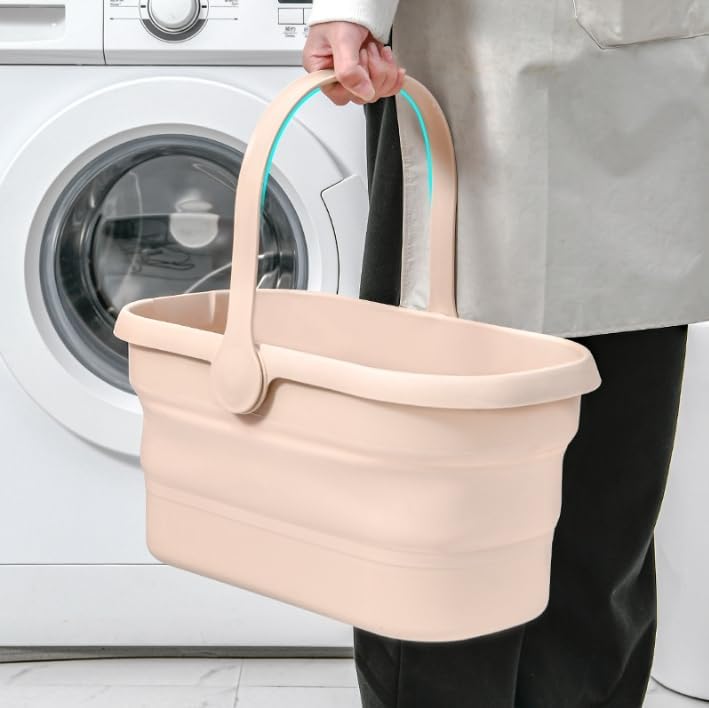 Newcreativetop Long Plastic Rectangular Handy Baskets/Mop Buckets (Collapsible Buckets 02-Brown) - Image 3