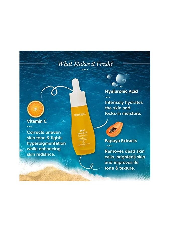 Aqualogica Aqualogica Glow+ Concentrate Face Serum for Glowing Skin & Skin Brightening with Vitamin C, Papaya & Hyaluronic Acid, Non Sticky, 30 Ml  - Image 4