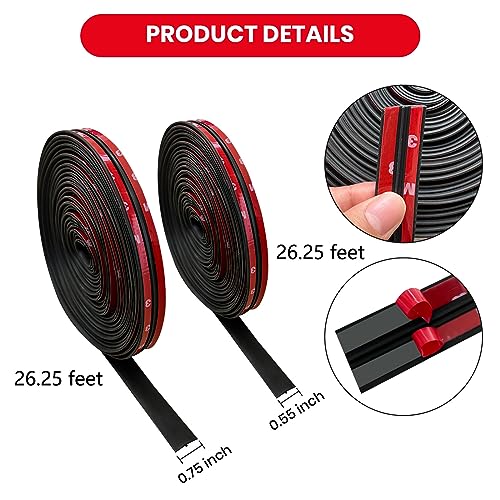FengleAuto 2PCS Windshield Rubber Seal Car Weather Stripping Trim T Shape Sealing Strip for Car Front Rear Windshield (52.5 Feet) - Image 5