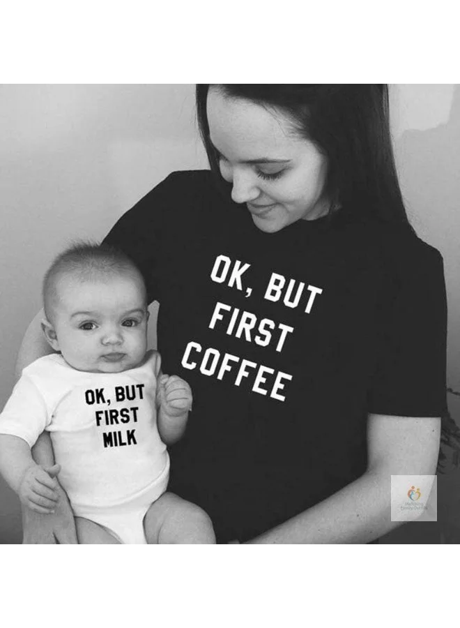 ماتشينج فاميلي اوتفيتس تي شيرت قطني أسود مطبوع عليه صورة العائلة متطابقة للنساء والبنات، تي شيرت كاجوال بأكمام قصيرة ورقبة مستديرة مثالي للارتداء اليومي