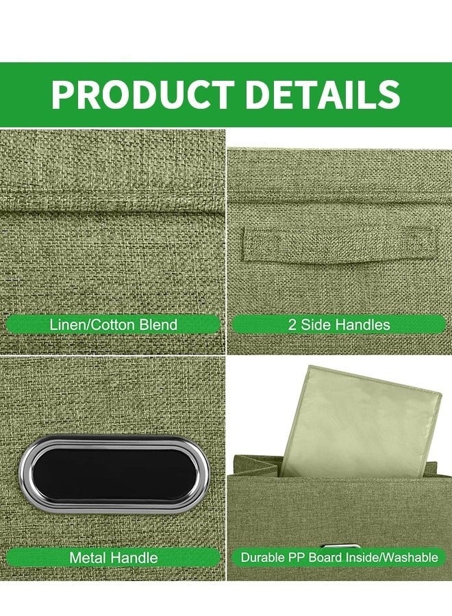 MIXDE Foldable Fabric Collapsible Box With Removable Lids And HandlesWashable Storage Containers Green 58*40*35cm  - Image 3