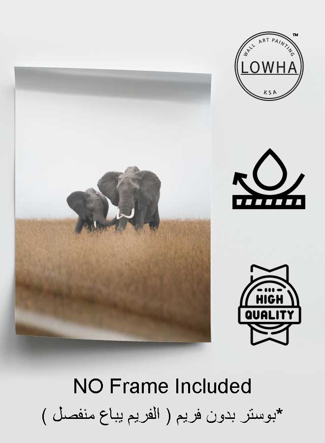 LOWHA Poster Painting Art With Four Separate Pieces Of Double-Sided Stickers Family Elephant Photo For Home Bedroom Living Room And Office Decor  - Image 3