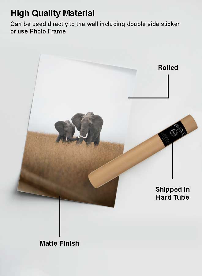 LOWHA Poster Painting Art With Four Separate Pieces Of Double-Sided Stickers Family Elephant Photo For Home Bedroom Living Room And Office Decor  - Image 2