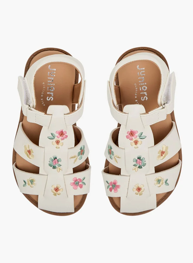 JUNIORS Girls Floral Embroidered Sandals