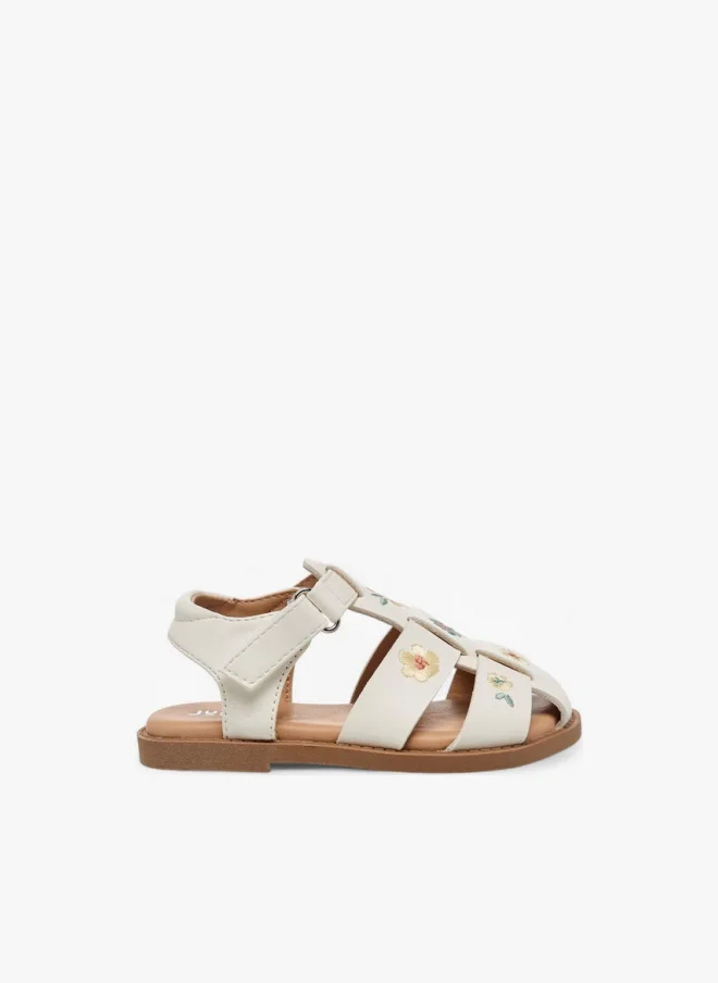 JUNIORS Girls Floral Embroidered Sandals