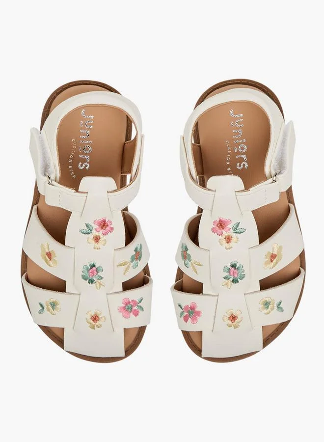 JUNIORS Girls Floral Embroidered Sandals