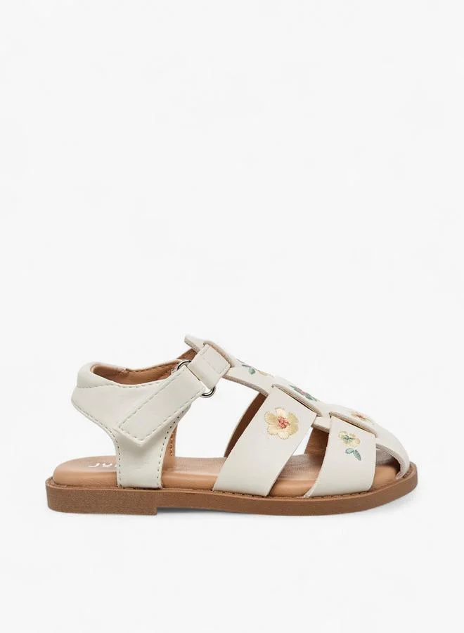 JUNIORS Girls Floral Embroidered Sandals