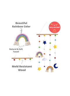 Party with Emma Photo Display with Pom Pom Rainbow Decoration Cute Wall Haing Picture Organizer Boho Home Decor Collage Picture Frames for Nursery Baby Kid Room Bedroom  - Image 3