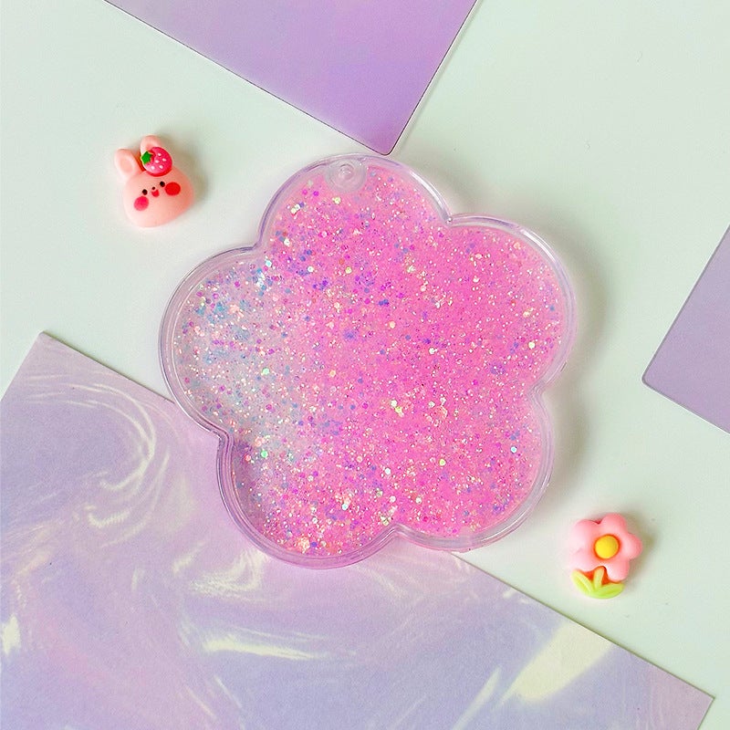 Large Quicksand Guka Brick Acrylic Keychain Pink [Flower] with bead chain 