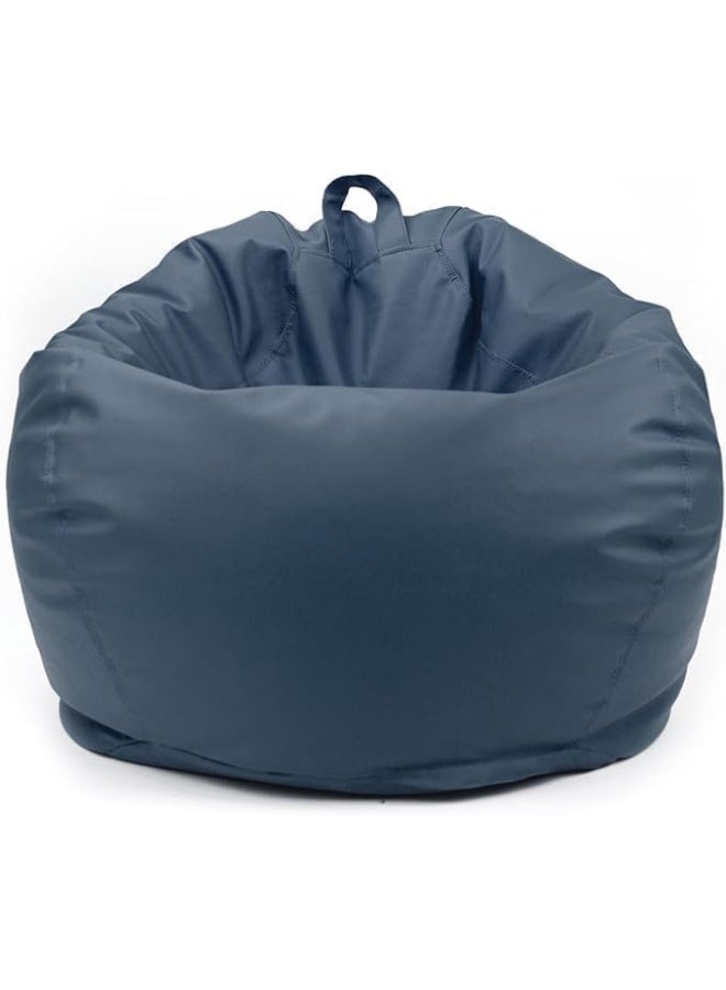 LUXURY LUXE Luxury Luxe Round Faux Leather Bean Bag Chair | Ultra-Comfort Polystyrene Beads, Lightweight & Durable Design | Trendy Solid Colors, Multiple Sizes (Navy Blue, Large)  - Image 1