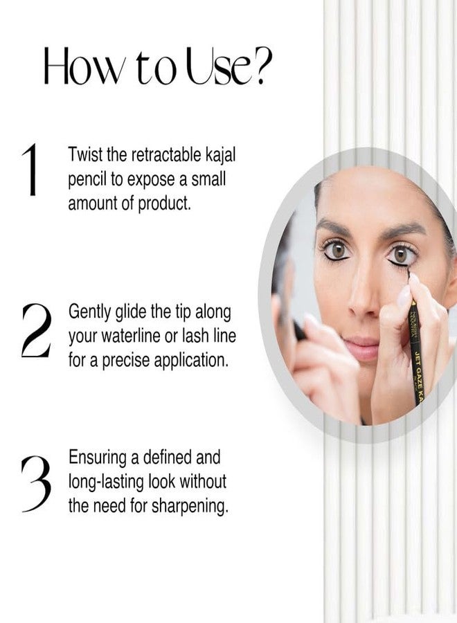 Nourish Mantra’s Jet Gaze Kajal Urban Rani-Black 0.35g/ Made with Argan Oil & Vitamin E/Intense Pigmentation/Long Lasting/Retractable Kajal Pencil - Image 5