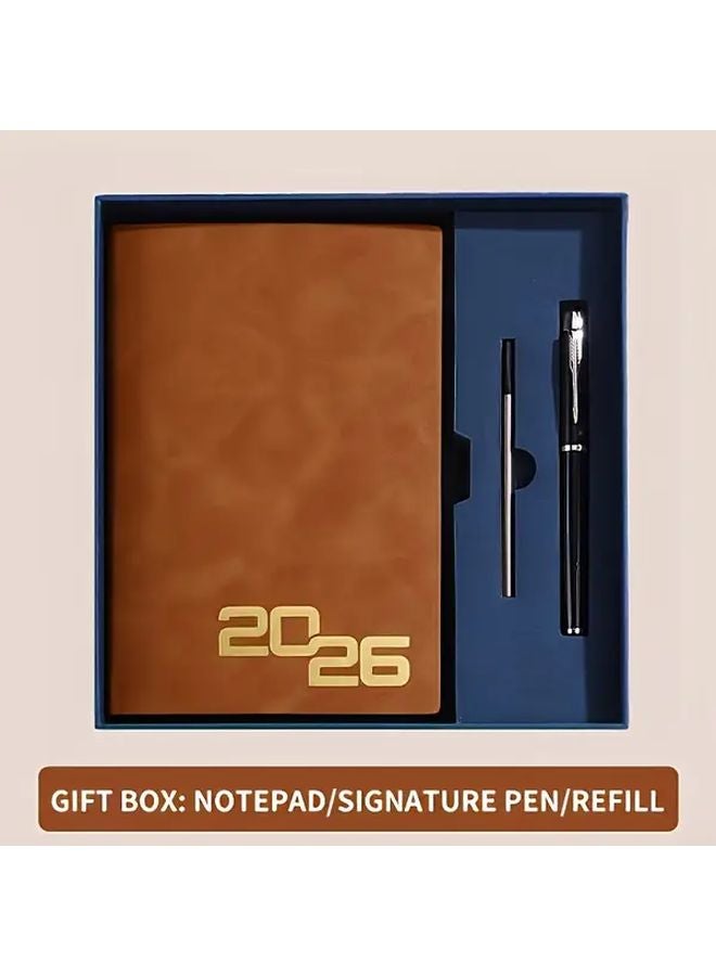 2026 Personalized English Schedule Book 365 Day Daily Planner With Brown Gift Box - Image 1