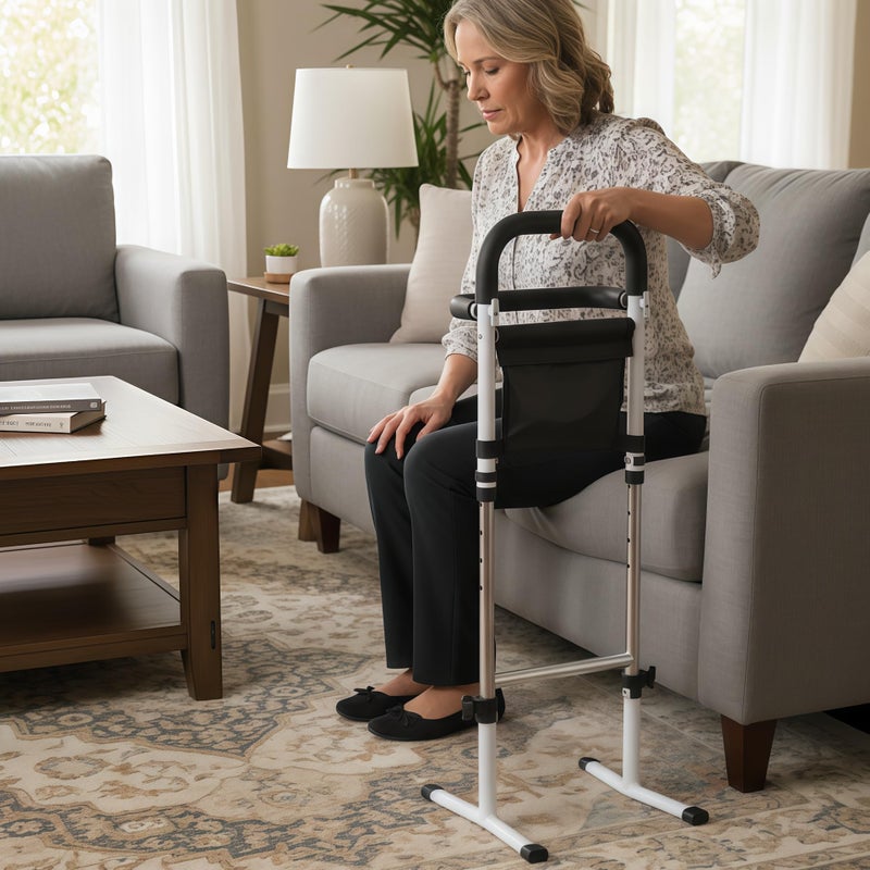 Baithem Stand Assist(White)-Mobility Standing Aid Rail for Couch, Chair, Bedside, Toilet. Assistance Handle for People with Limited Mobility. Safety Grab Bar for Standing, Walking, Up and Down The Stairs - Image 1