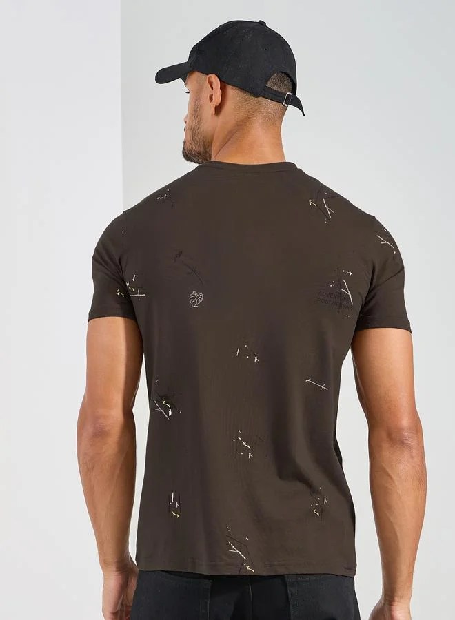 فورت كولينز Graphic Print Crew Neck T-Shirt by Styli