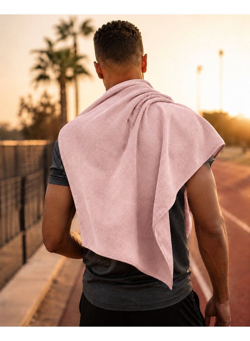 Quick Dry Sports Towel Ultra Soft Microfiber Nano Fabric Strong Absorption Lightweight Gym Travel Home Towel 50 × 120 cm (Light Pink) - Image 3