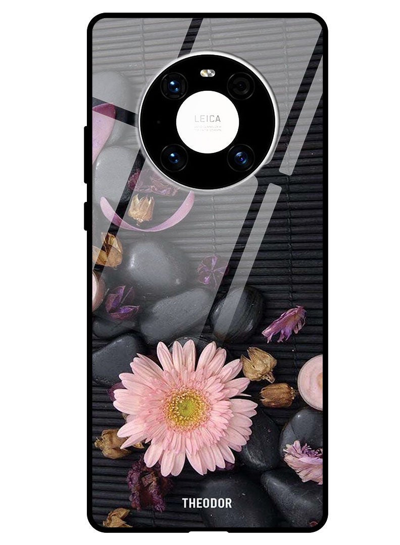 Theodor Protective Tempered Glass Case Cover HUAWEI MATE 40 5G  Flowers & Stones - Image 1