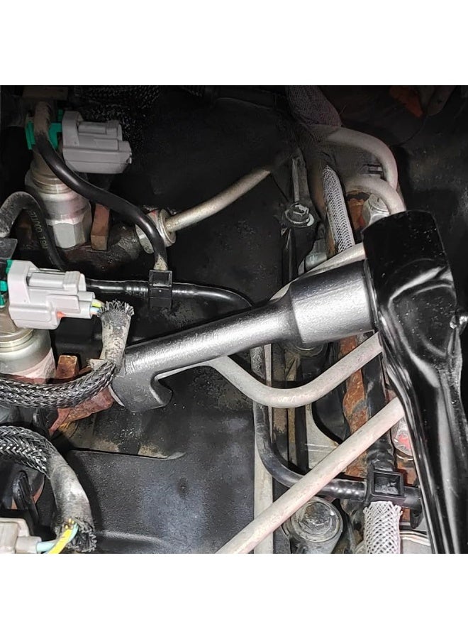 جي جوت مجموعة مفاتيح ربط خط حاقن الديزل مقاس 1/2 بوصة، مجموعة مفاتيح ربط خط وقود الديزل مكونة من 6 قطع مع مفاتيح مقاس 12 14 16 17 18 19 مم، أدوات ميكانيكية ديزل على شكل حرف L لإزالة خطوط الوقود مع صندوق - Image 5