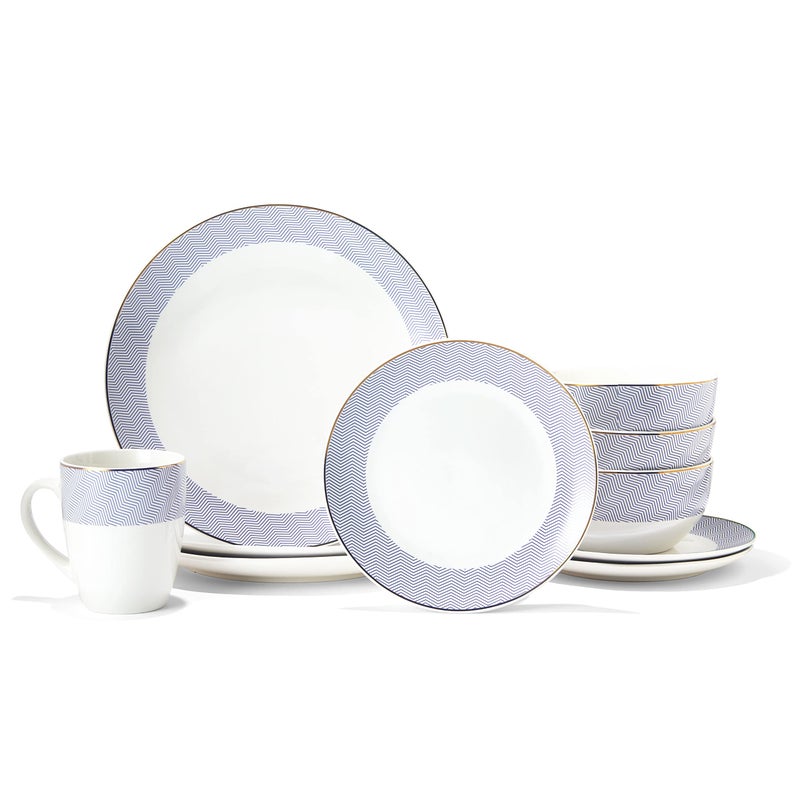 Elle Collection Thea Round Dinnerware Set 16Piece Porcelain Dinner Set w 4 Dinner Plates4 Salad Plates4 Bowls  4 Mugs Unique Gift Idea for Any Special Occasion or BirthdayThea105789016RB