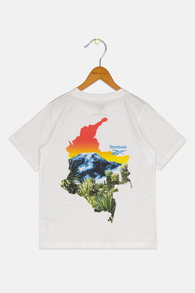 Reebok تي شيرت رياضي للأطفال الأولاد بأكمام قصيرة، خارجي، أبيض - Image 3