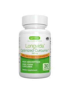 Longvida Lipidated Curcumin 500Mg Ultra Bioavailable & Sustained Action Vegan 30 Capsules By Igennus