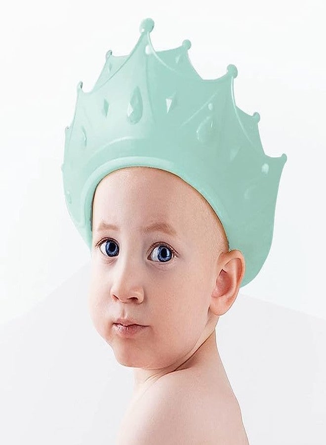 ORENAME Jal Baby Shower Cap, Adjustable Baby Hair Washing Guard Bath Shield Visor Hat Eyes and Ears Head Protection Bath Shampoo Hat Waterproof Soft Crown Shower Cap for Kids Toddler (GREEN) - Image 1
