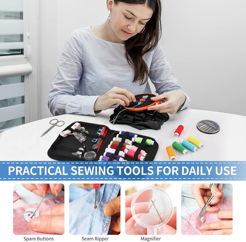 AAMATY 86 Pcs Sewing Kit Box – Portable Sui Dhaga Set with Thread, Needles, Scissors, Measuring Tape & Repair Tools, Home Tailoring & Travel Emergency Stitching Kit - Image 4