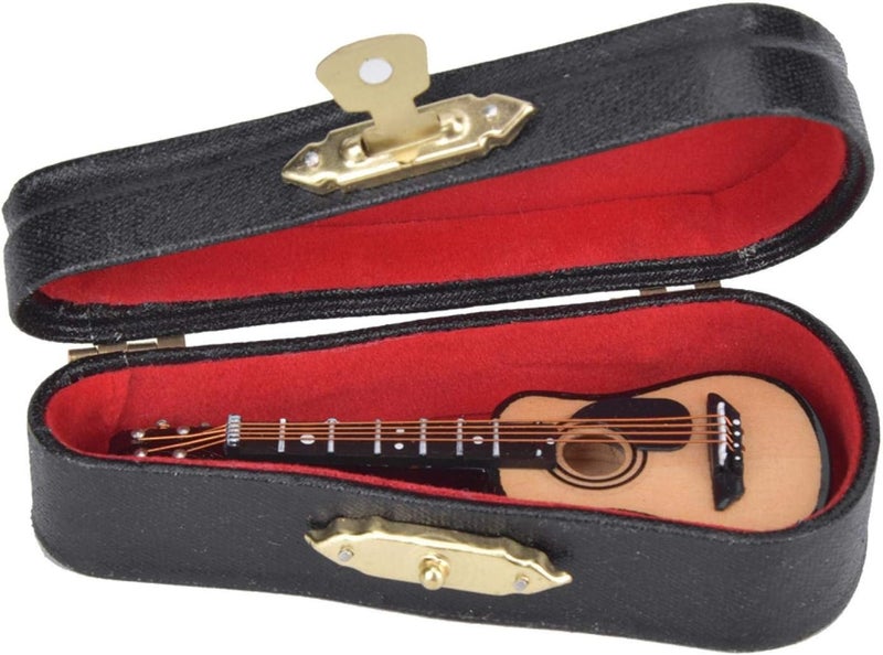 woobles Miniature Guitar Model Wood Guitar Model Dollhouse Musical Instrument Mini Musical Ornaments for Craft Home Coffee House Ornament(8CM) - Image 2