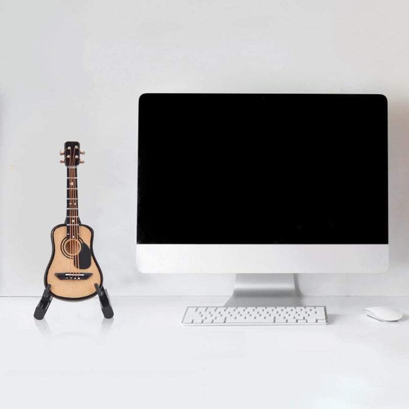 woobles Miniature Guitar Model Wood Guitar Model Dollhouse Musical Instrument Mini Musical Ornaments for Craft Home Coffee House Ornament(8CM) - Image 5