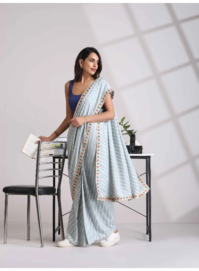 ترو برونز trueBrowns Grey Muslin Silk Saree