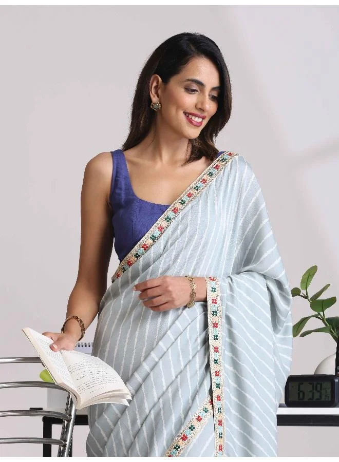 ترو برونز trueBrowns Grey Muslin Silk Saree